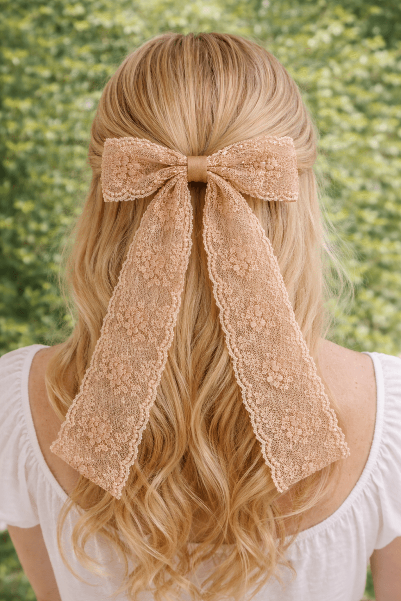 French Lace Sheer Bow Hair Clip - Madmoizelle Closet