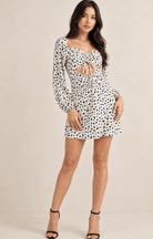 Georgette Ruched Open-Waist Mini Dress - Madmoizelle Closet