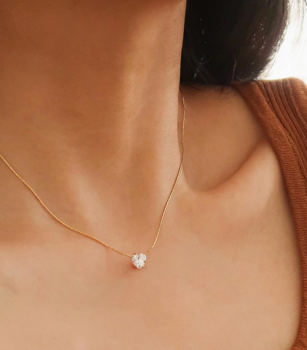 Giorgia 18K Non - Tarnish Petite Heart Cz Necklace - Madmoizelle Closet