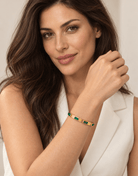 Green Baguette CZ Bangle Bracelet - Madmoizelle Closet