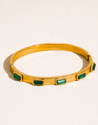 Green Baguette CZ Bangle Bracelet - Madmoizelle Closet