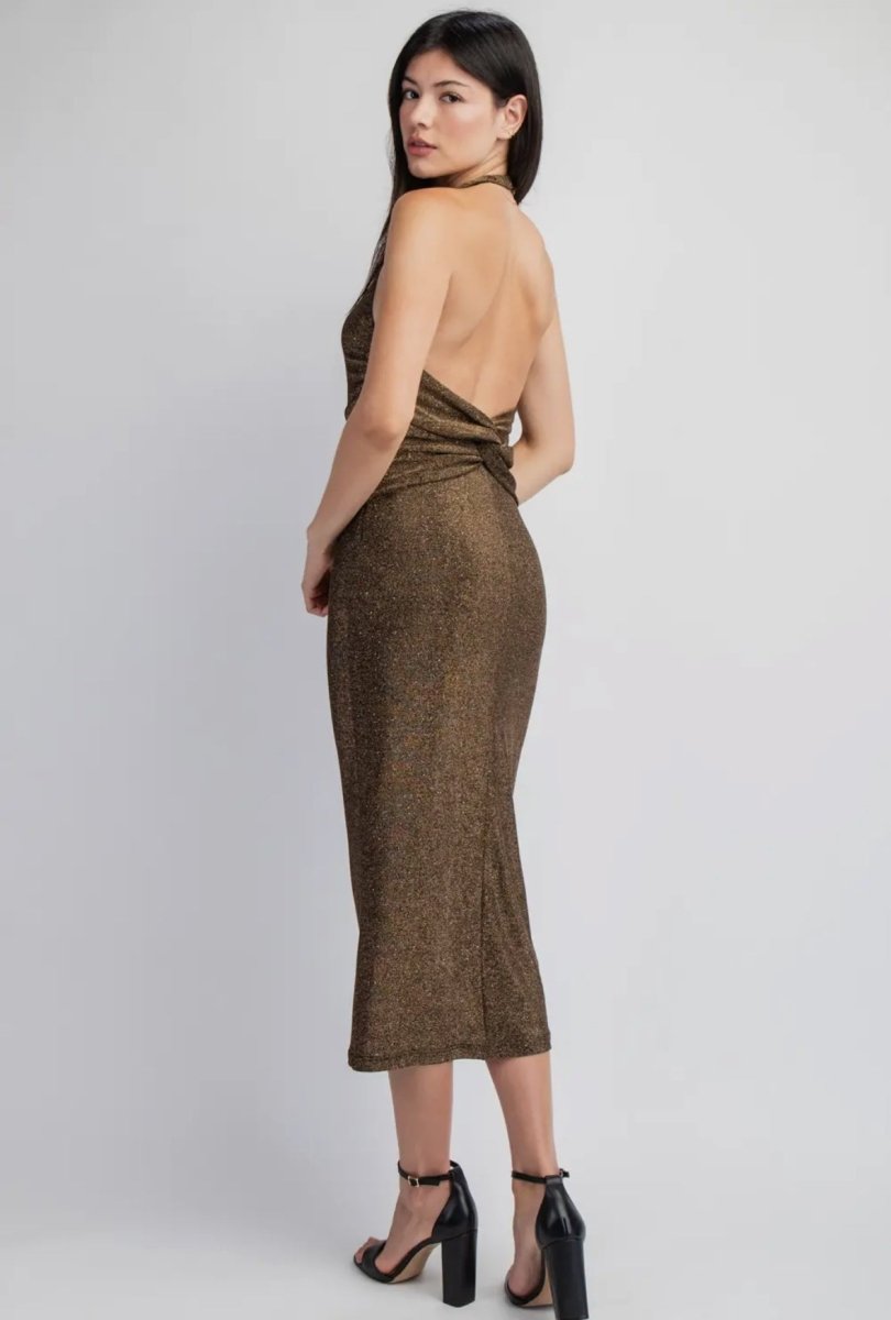 Helia Lurex Knit Mid Dress - Madmoizelle Closet
