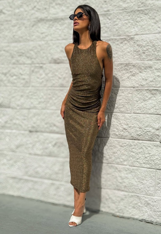Helia Lurex Knit Mid Dress - Madmoizelle Closet