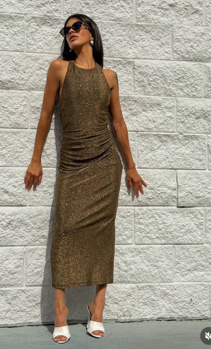 Helia Lurex Knit Mid Dress - Madmoizelle Closet