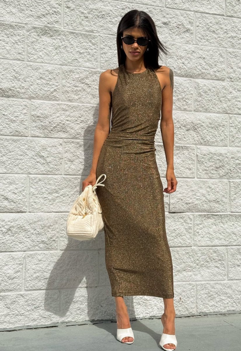 Helia Lurex Knit Mid Dress - Madmoizelle Closet