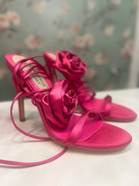 BARBIE SATIN ROSE DETAIL LACE SHOES