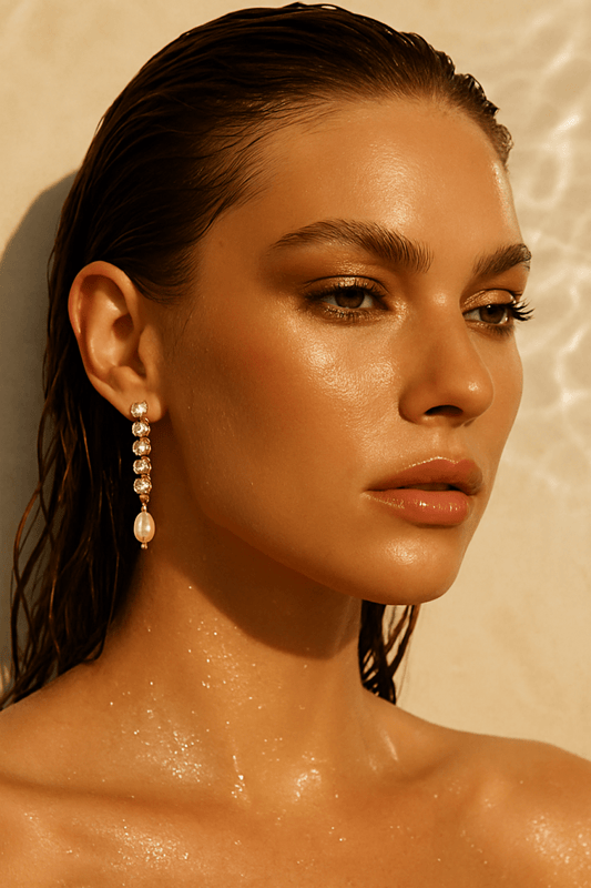 Irma Anton 18K Gold Non - Tarnish Cz Pearl Drop Earring - Madmoizelle Closet