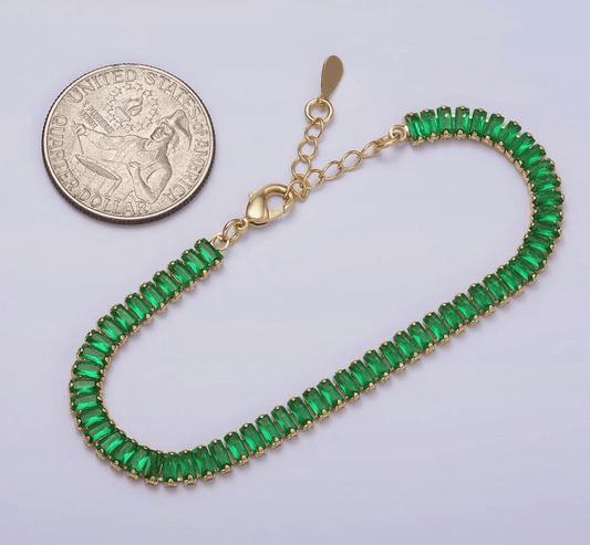 Isis Baguette Tennis Bracelet – 18K Gold - Madmoizelle Closet