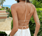 Ivory Sequin Halter Top - Madmoizelle Closet