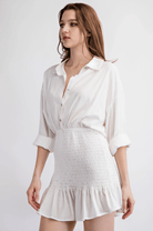 Ivory Smocked Mini Dress - Madmoizelle Closet