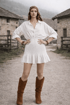Ivory Smocked Mini Dress - Madmoizelle Closet