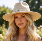 Ivory Turquoise Concho Hat - Madmoizelle Closet