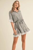 Lace Trim Floral Mini Dress - Madmoizelle Closet