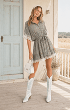Lace Trim Floral Mini Dress - Madmoizelle Closet