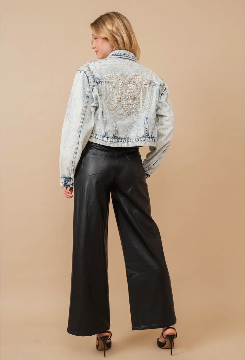 Luna Embellished Denim Jacket - Madmoizelle Closet