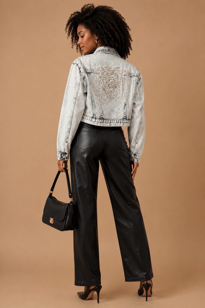 Luna Embellished Denim Jacket - Madmoizelle Closet