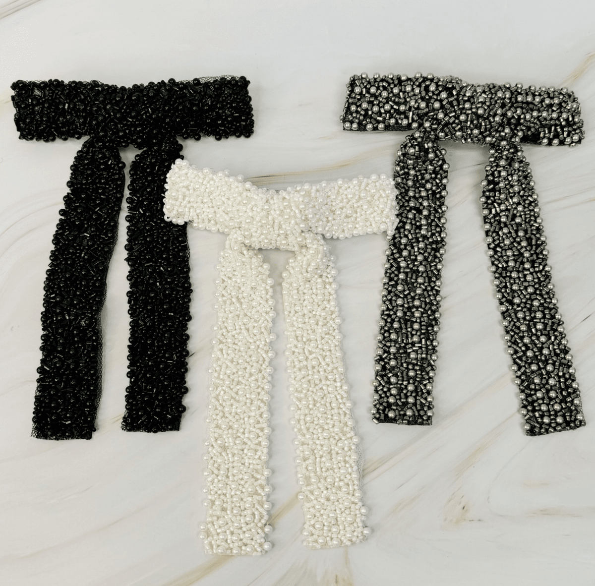 Luxe Beaded Pretty Bow Hair Clip - Madmoizelle Closet