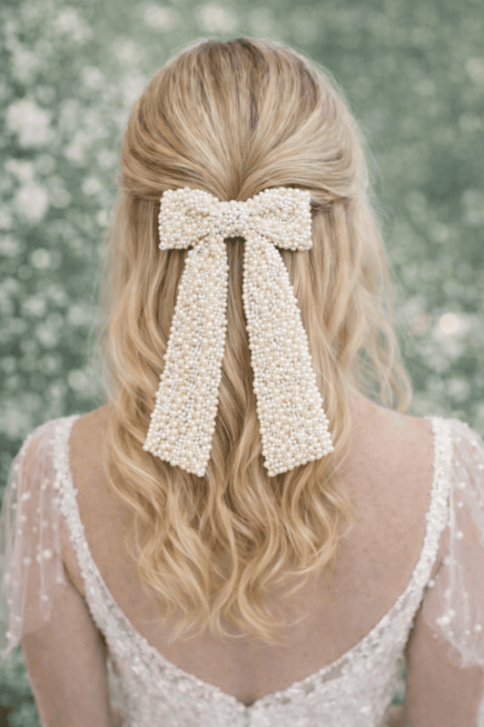 Luxe Beaded Pretty Bow Hair Clip - Madmoizelle Closet