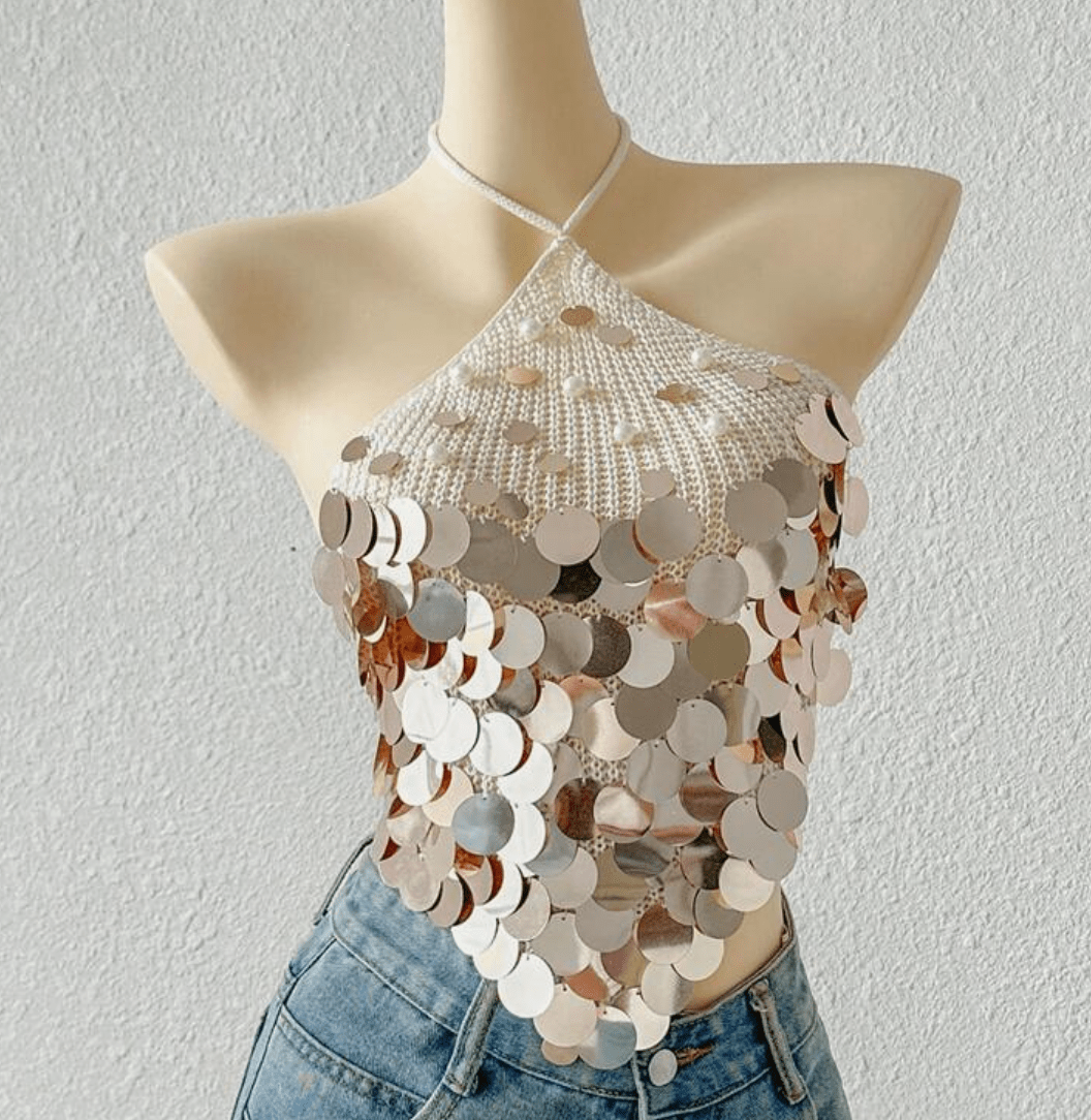 Luxe Sequin Halter Top - Madmoizelle Closet