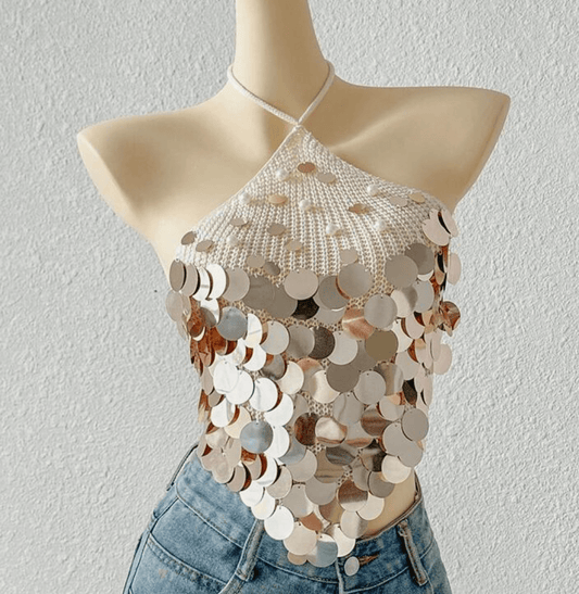 Luxe Sequin Halter Top - Madmoizelle Closet