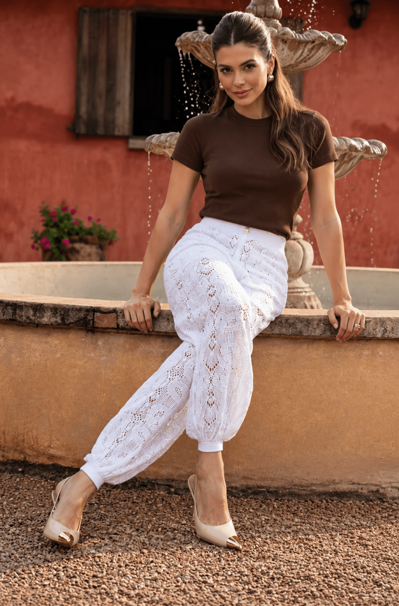 Melissa Lace Knit Pants - Madmoizelle Closet