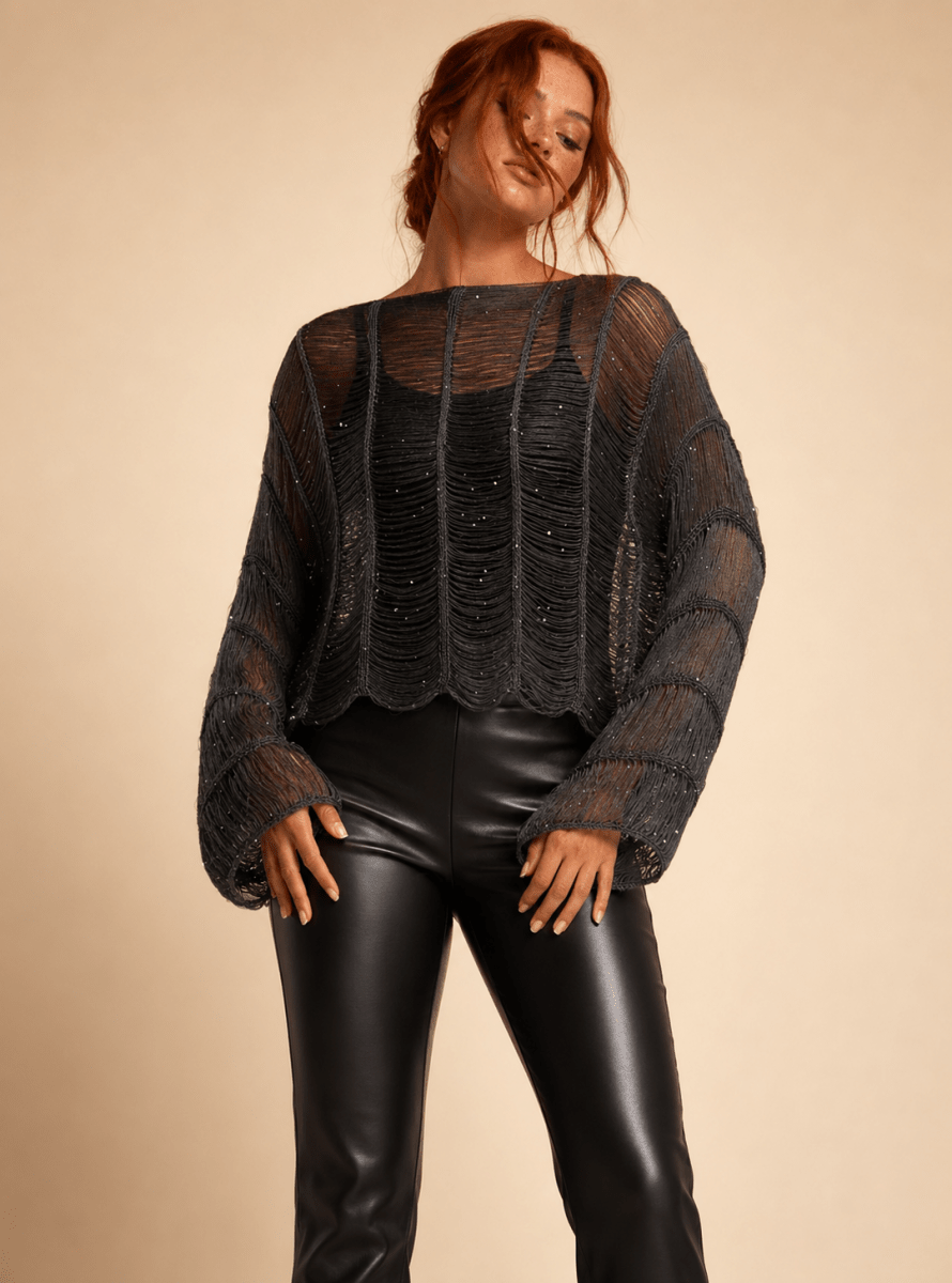 Midnight Sparkle Knit Top - Madmoizelle Closet
