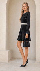 Mila Stripe Knit Long Sleeve Mini Dress - Madmoizelle Closet