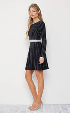 Mila Stripe Knit Long Sleeve Mini Dress - Madmoizelle Closet