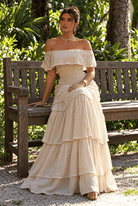 Monique Beige Tiered Maxi Dress - Madmoizelle Closet