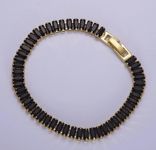 Moses Baguette Tennis Bracelet – 18K Gold Finish - Madmoizelle Closet