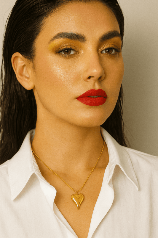 Neila 18K Gold Non - Tarnish Heart Necklace - Madmoizelle Closet