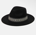 Noir Tribal Fedora Hat, full view