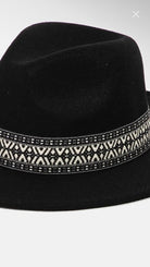 Noir Tribal Fedora Hat - Madmoizelle Closet