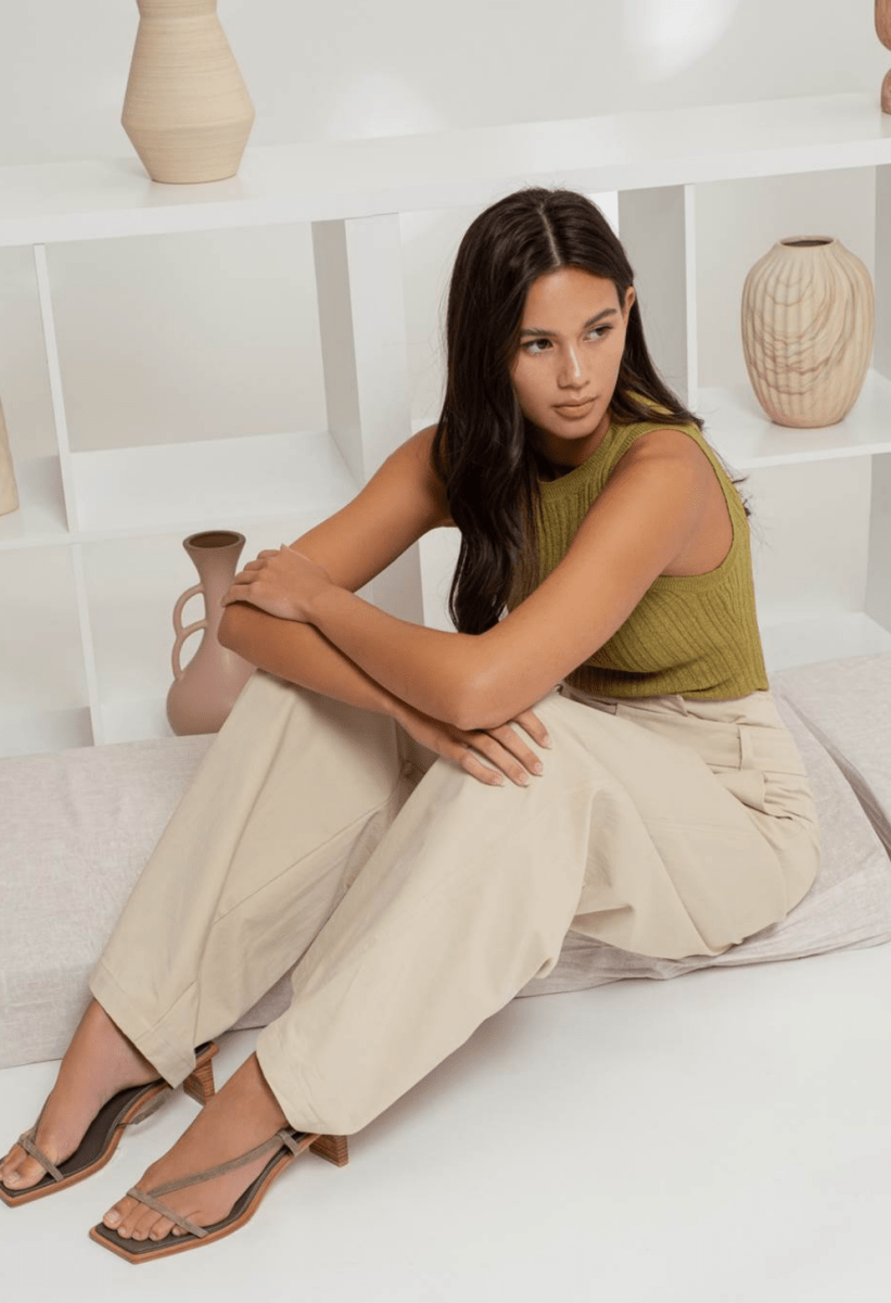 Olive Essential Ribbed Knit Tank - Madmoizelle Closet