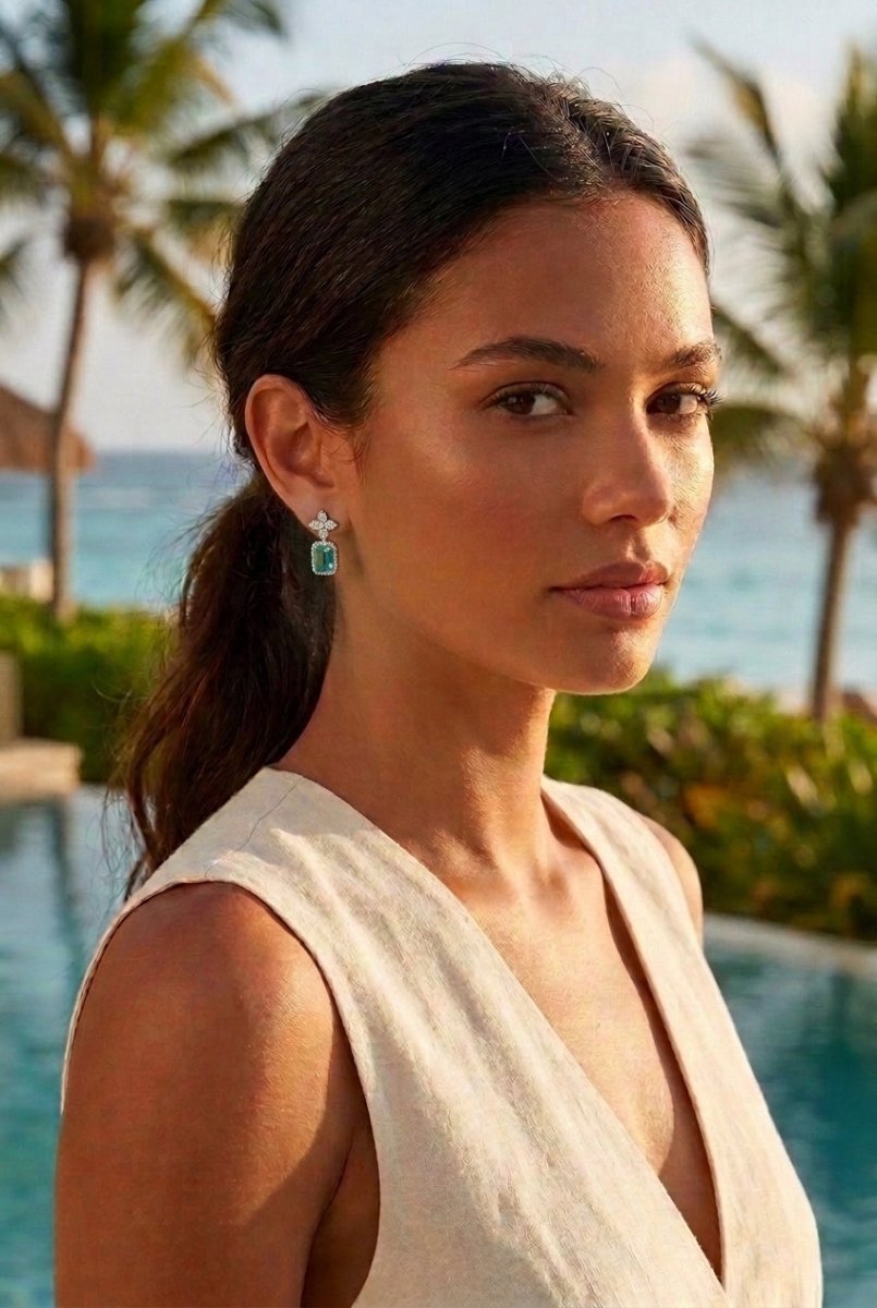 Paraiba Floral Silver Earrings - Madmoizelle Closet