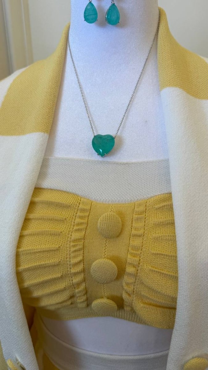 Paraiba Heart Silver Necklace - Madmoizelle Closet
