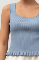 Ribbed Knit Ruffle Hem Top - Madmoizelle Closet