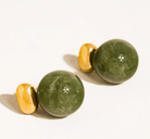 Sage Marble-Effect Ball Earrings - Madmoizelle Closet