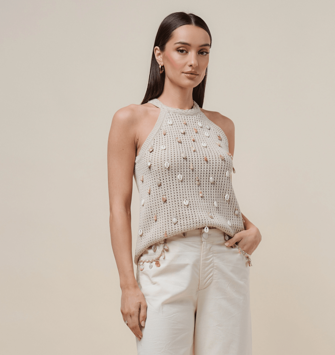 Shell Halter Knit Top - Madmoizelle Closet