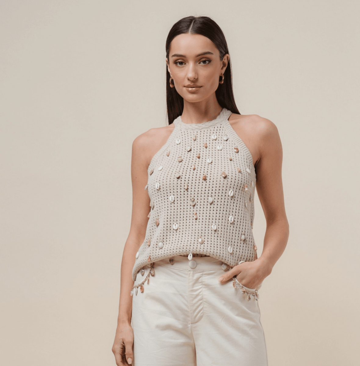 Shell Halter Knit Top - Madmoizelle Closet