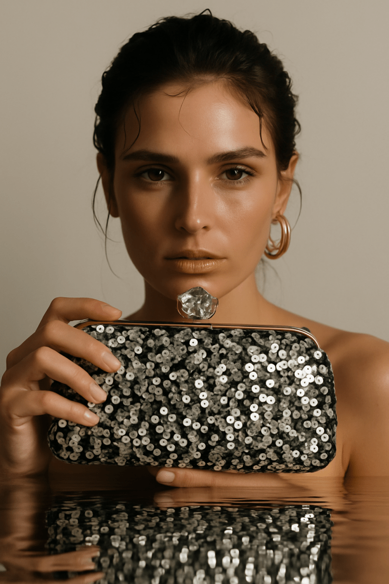 Silver Sequins clutch - Madmoizelle Closet