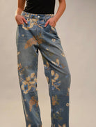 Simara Floral & Butterfly Wide-Leg Jeans - Madmoizelle Closet