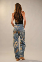 Simara Floral & Butterfly Wide-Leg Jeans - Madmoizelle Closet