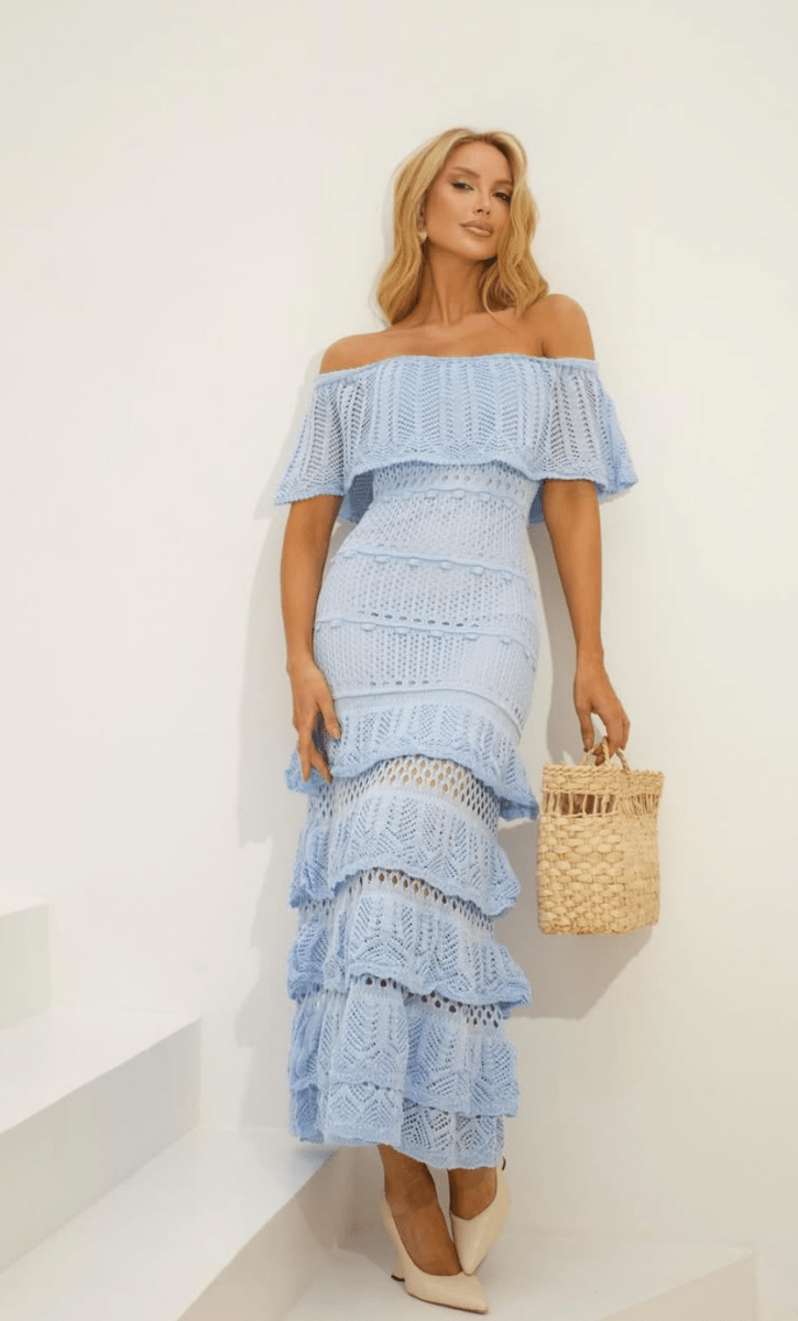 Sky Blue Knit Dress - Madmoizelle Closet
