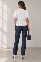 Smocked Waist Peplum Blouse - Madmoizelle Closet