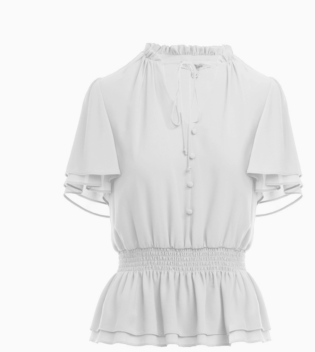 Smocked Waist Peplum Blouse - Madmoizelle Closet