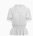 Smocked Waist Peplum Blouse - Madmoizelle Closet