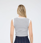 Stripe Ruffle Trim Sweater - Madmoizelle Closet