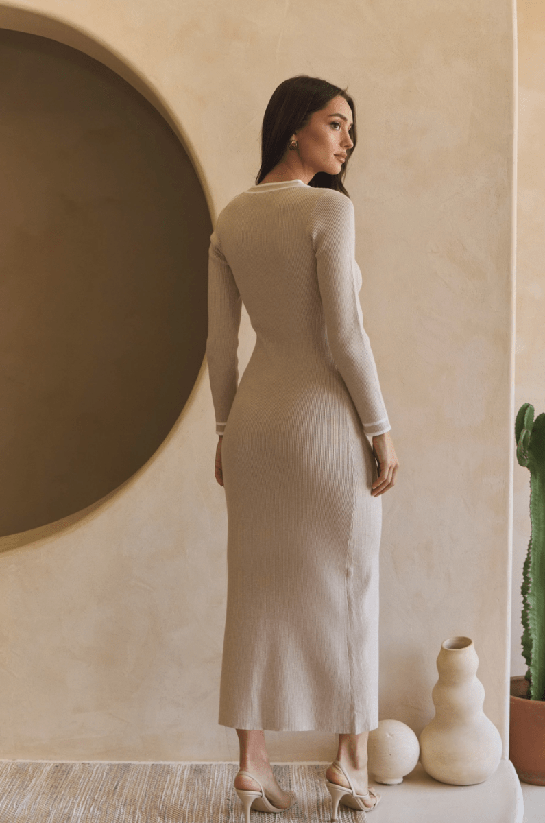 Talita Tie Neck Sweater Dress - Madmoizelle Closet