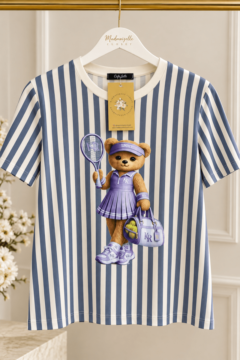 Tennis Teddy Striped Tee - Madmoizelle Closet
